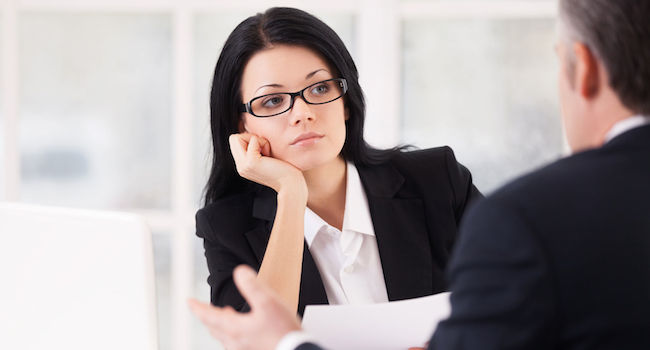 Image of a bored women during product manager interview